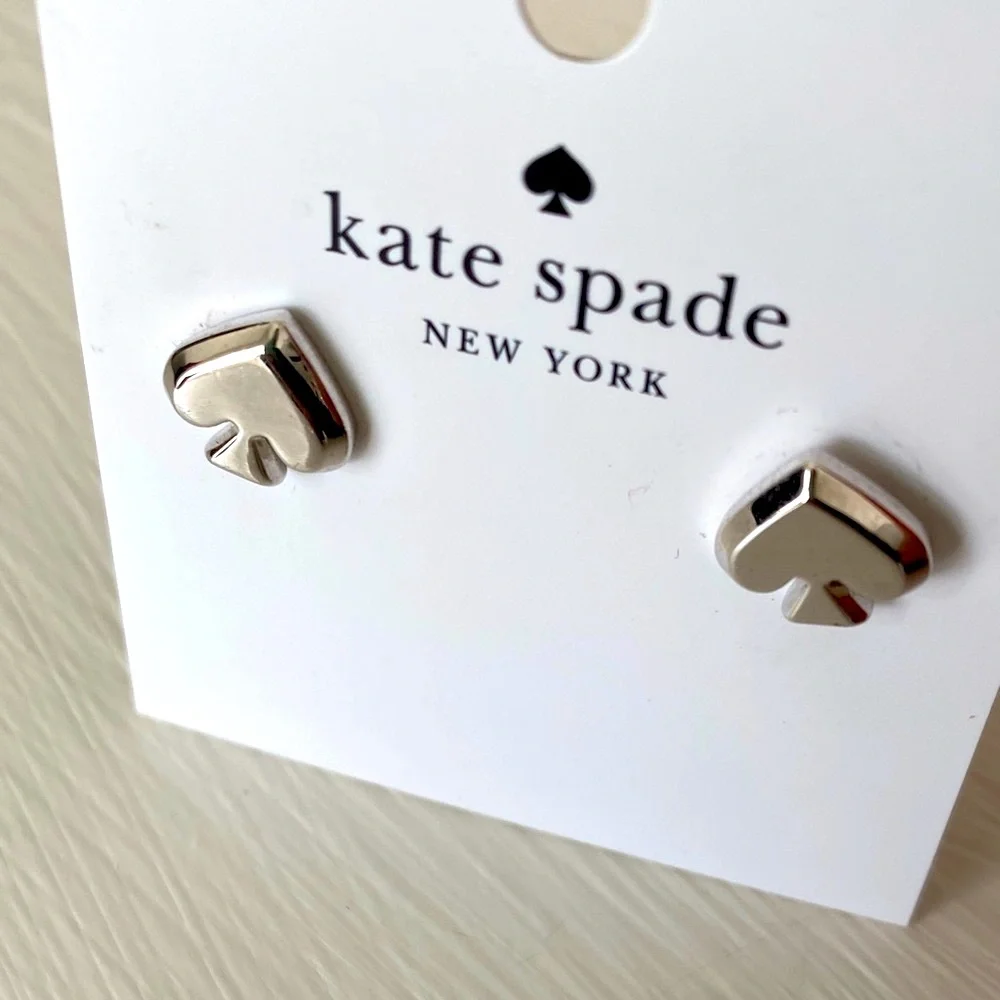 Kate Spade Silver Everyday Spade Stud Earrings with Dust Bag
